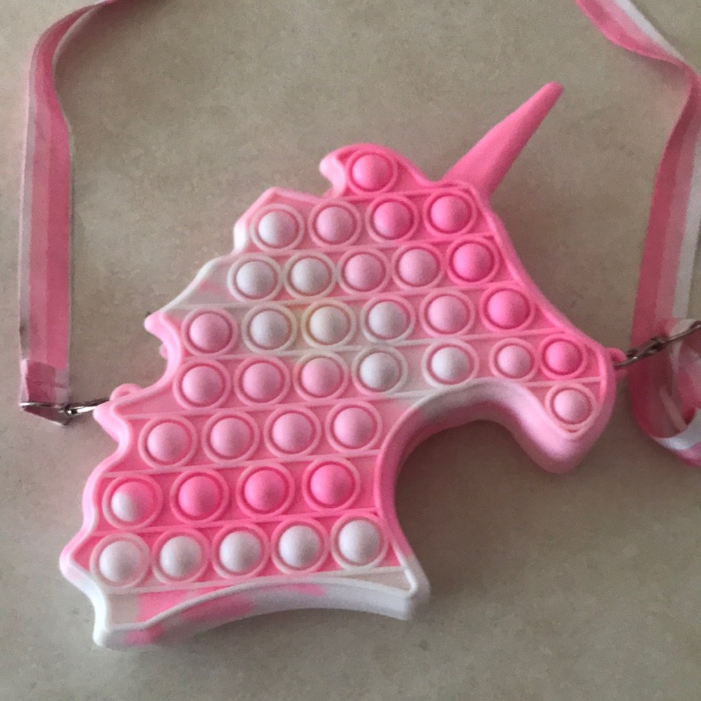 Unicorn pop it purse with detachable strap
